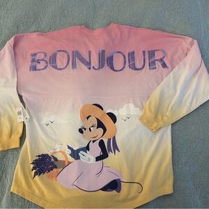 Disney World Epcot French Bonjour Ombre Minnie Mouse Spirit Jersey Shirt NWT M